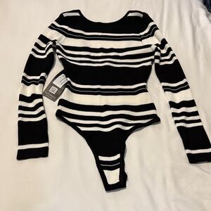Black and White Striped Bodysuit Size- Small